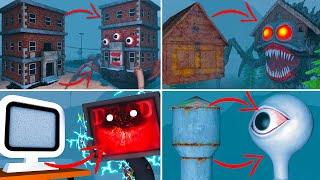 EVERYTHING TURNED INTO MONSTERS | MR. COMP, MONSTER HOUSE, LIVING BULDING, WATER TOWER EYE HEAD