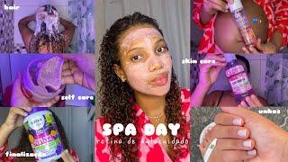 SPA DAY *COMPLETO* ‍️ rotina capilar, self care, skin care, unhas | autocuidado 🫧