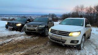 Dacia Duster 4x4 VS Volkswagen Tiguan VS Touareg Snow Offroad 2024