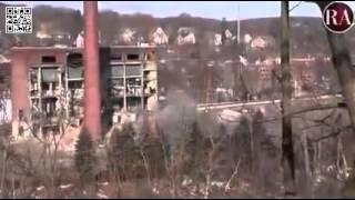 Uniroyal smokestacks demolished in Naugatuck   YouTube