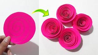 Easy Paper Rose Flower Making | How To Make Paper Flower | Beautiful Paper Rose Flower Making