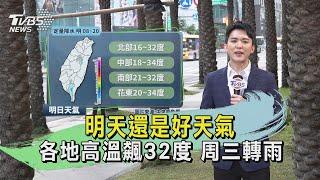 明天還是好天氣 各地高溫飆32度 周三轉雨｜TVBS氣象站｜TVBS新聞20240304 @TVBSNEWS02