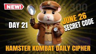 DAY 21! HAMSTER KOMBAT DAILY CIPHER CODE JUNE 26 | HAMSTER KOMBAT MORSE CODE FREE 1 MILLION COINS