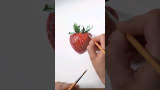 how to paint a juicy strawberry  #watercolor #painting #botanical #art #patreon #tutorial