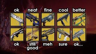 Vibe check on exotic weapons that got (mostly) buffed in Episode 2.