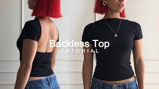 DIY Backless Short Sleeve Crop Top | EASY Tutorial