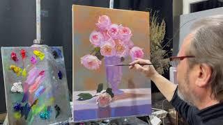 Video lesson "Roses in a Milk Glass" Artist Igor Sakharov