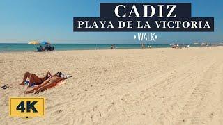 SPAIN - CADIZ - 4K - PLAYA DE LA VICTORIA BEACH WALK, SEPTEMBER 2021.