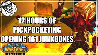 Classic World of Warcraft 1.12 Vanilla Rogue Opening Junk Boxes 12 Hour Pickpocket Farm