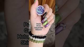#Purple #Sea#Green #Holographic #Shimmer #Glitter #Rhinestone #Chrome#Crystal#NailExtension