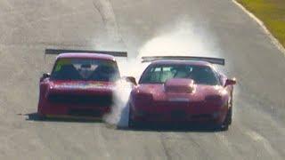 Awesome Corvette Z06 V8 fights 20B rotary Fiat 124 coupe