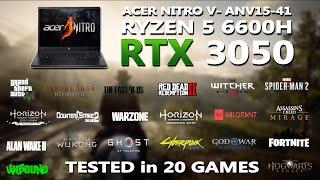 NEW ACER NITRO V- Ryzen 5 6600H + RTX 3050 Gaming Benchmark Test | Tested in 20 Games | RTX 3050 6GB