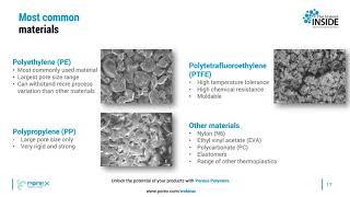 Choosing the right polymer for your sintered porous plastic component – physical properties