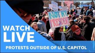 Live: Protestors outside of US capitol ahead Donald Trump's speech to joint Congress