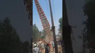 Moment a HUGE 120 ft-tall monument toppled over during a procession