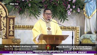 QUIAPO CHURCH LIVE TV MASS TODAY 12:15 PM DECEMBER 03, 2024 TUESDAY