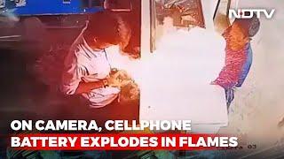 On Camera, Cellphone Battery Explodes In Flames