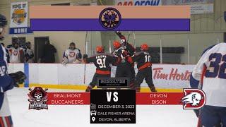 Beaumont Buccaneers vs Devon Bison | Noralta Junior Hockey League | December 3, 2023