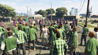 The Biggest Gang War in GTA 5 History! (100 Grove vs 100 Ballas)