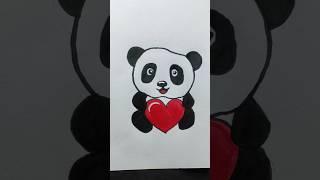 How To Draw a Cute Panda Holding a Heart ️ | Panda Drawing | #shorts #panda #drawing #diy