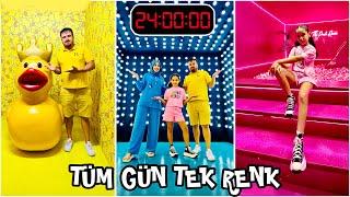 ELİF SİNEM 24 SAAT TÜM GÜN TEK RENK CHALLENGE !! MAVİ- PEMBE - SARI !!