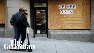 US shops boarded up ahead of feared election unrest