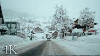 Driving in the German-Austrian Alps, Heavy Snowfall, Kleinwalsertal to Oberallgäu, ASMR 4K