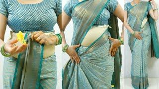 Silk Saree Draping With Easy steps For Beginners || Perfect Pleats saree draping tutorial || Saree