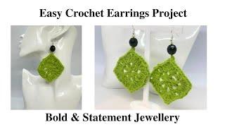 Boho Crochet Earrings. Statement Jewellery. Granny Square