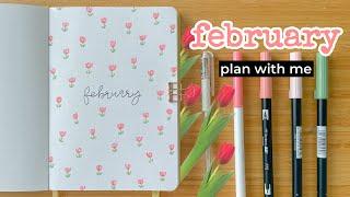 February 2025 Bullet Journal Setup | Plan with me  Tulip theme