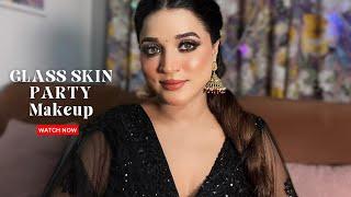 Glass Skin Party Makeup | PARTY MAKEUP FOR BEGINNERS | Winter glowy Base |Smokey eye  makeup