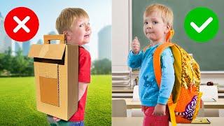 Amelia & Arthur Back to School with a Carboard BackPack.