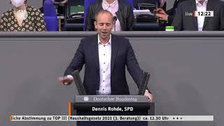 Rede von Dennis Rohde am 11.12.2020 in der Schlussrunde zum Bundeshaushalt 2021