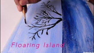 Floating Island Painting/ Fantasy Landscape/ Art #43