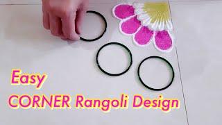 Easy Corner Rangoli Design | 1x1 Foot Compact Design| Diwali/Festive Designs