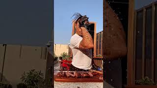 slicing grilled meat and sprinkling salt on the way of chef nusrat - saltbae