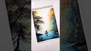 Beautiful Watercolor Painting  Forest Scenery Painting #shorts #painting