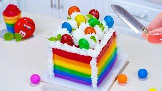 How To Make Miniature Rainbow Buttercream Cake | Beautiful Miniature Rainbow Cake Decorating Ideas