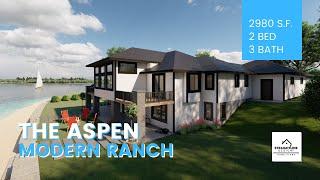The Aspen | Plan #23-2053 | Luxury Ranch Style House | 2,980 Sq. Ft. | 4K Exterior Fly-Around