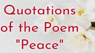 Quotations of the Poem *Peace*| short and easy quotations for class 10th