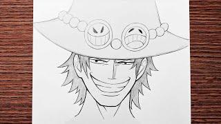 Easy anime sketch | how to draw Ace - [One Piece] step-by-step