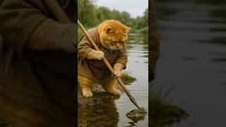 Hungry Cat Cooks Fish #aishorts #cat #catlovers #aivideo