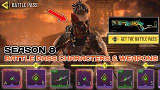 Season 8 Confirm All Battle pass Characters & Confirm All New Weapons | S8 Battle pass Rewards Codm