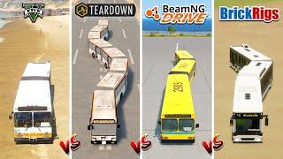 LONG ARTICULATED BUS in GTA 5 vs TEARDOWN vs BEAMNG DRIVE vs BRICK RIGS - WHICH IS BEST? (LONG CARS)