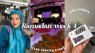 ramadan vlog | week 4 - ladies charity iftar event at the royal regency + bts of nailsbyneemy !