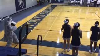 Wolfie and Cheer at North Paulding Wolfpack Basketball 2016