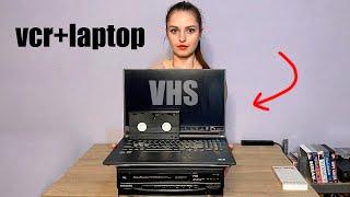 COMBO SET. Gaming laptop and old VCR. how to connect a computer to a VHS player?