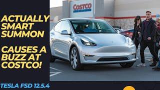 TESLA ACTUALLY SMART SUMMON CAUSES A BUZZ AT COSTCO!