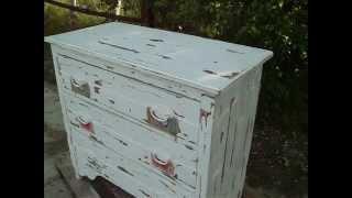 vintage painted shabby chic chest of drawers