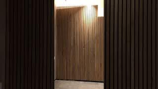 One of my favourite projects so far. Slatted Oak wall with hidden door.      #oak #hiddendoor